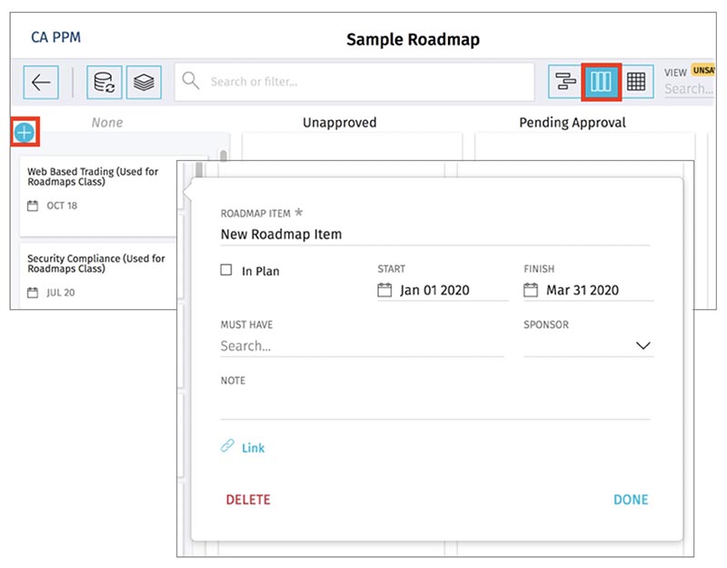 Populate a Roadmap - Create Manually