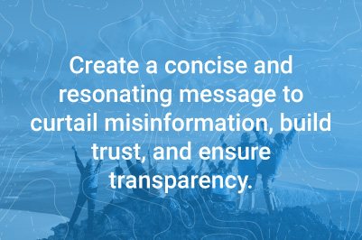 OCM Framework - Create a concise message to build trust, curtail misinformation, and ensure transparency. 