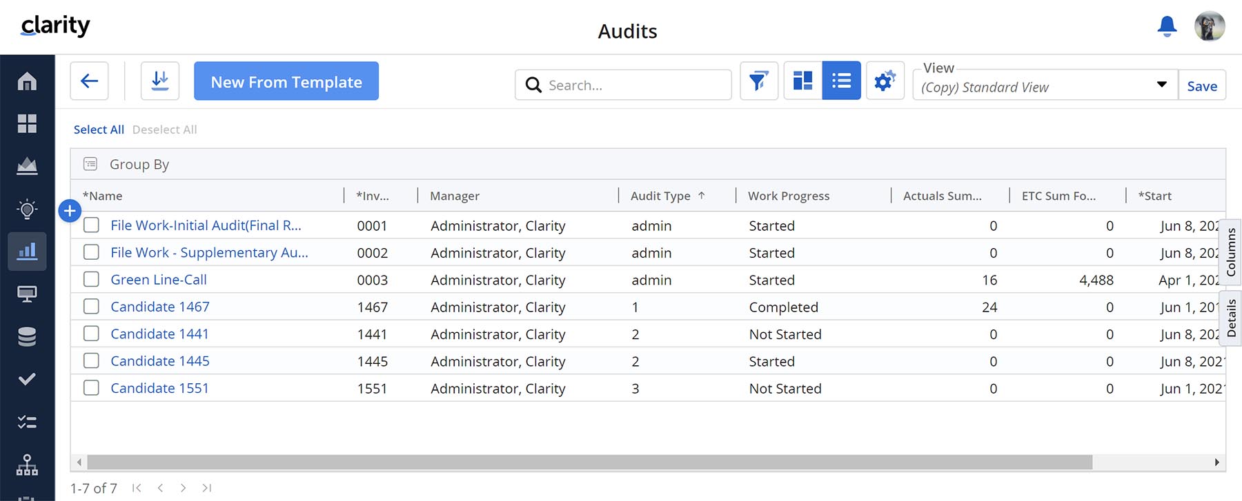 Using Clarity, you can create new templates from Custom Investments.