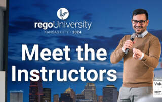 Article Title: Meet the Instructors Rego University 2024, with smiling man holding a microphone
