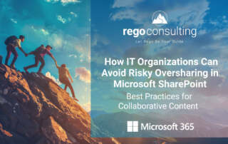 How to Avoid Risky Oversharing in Microsoft SharePoint, with image of hikers on steep rocks