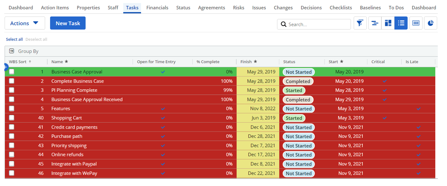 Screenshot of Clarity version 16.2.2 with cells highlighted in red, green, and yellow based on selected conditions.