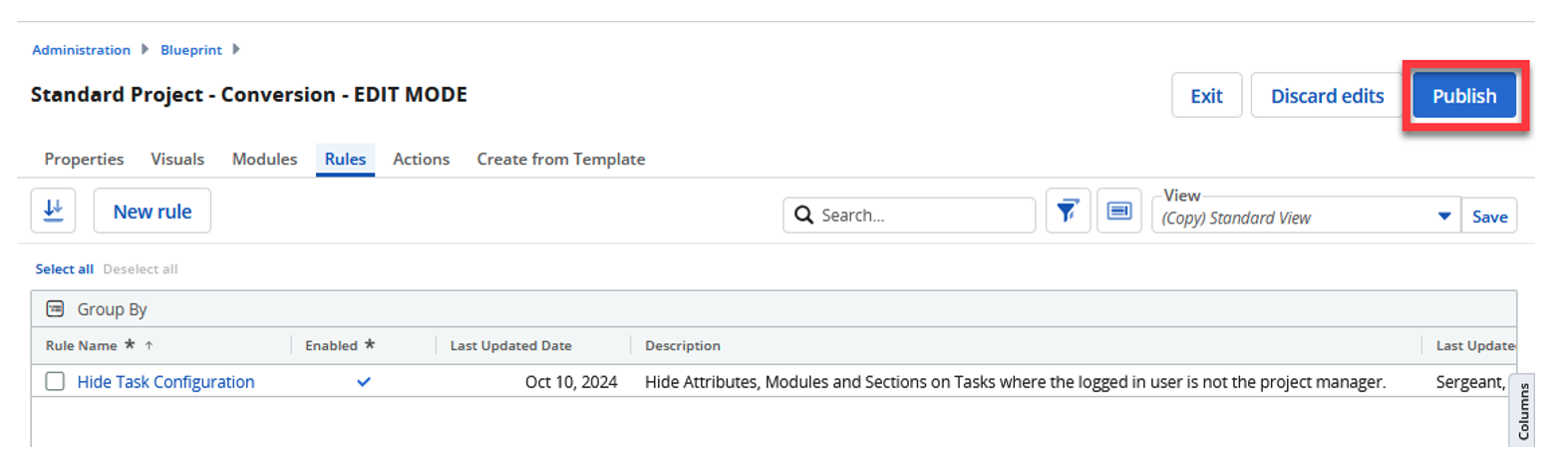 Screenshot of the Conditional Formatting for Time Entries in Clarity PPM