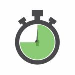 Stopwatch icon showing 75% of time elapsed, represented by a green three-quarter circle.
