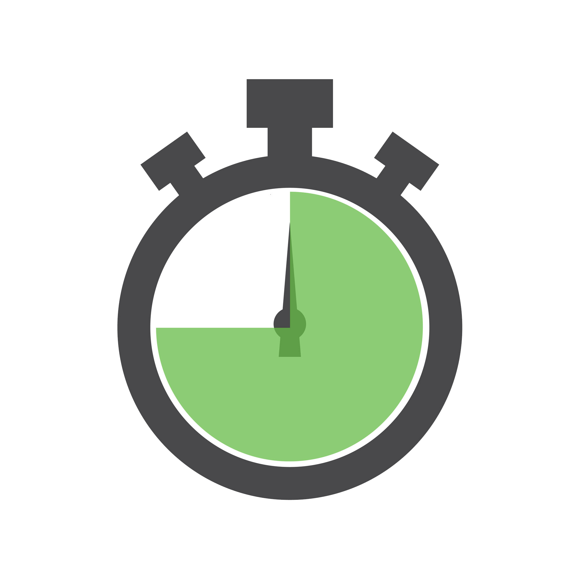 stopwatch-icon transparent Stopwatch icon showing 75% of time elapsed, represented by a green three-quarter circle.