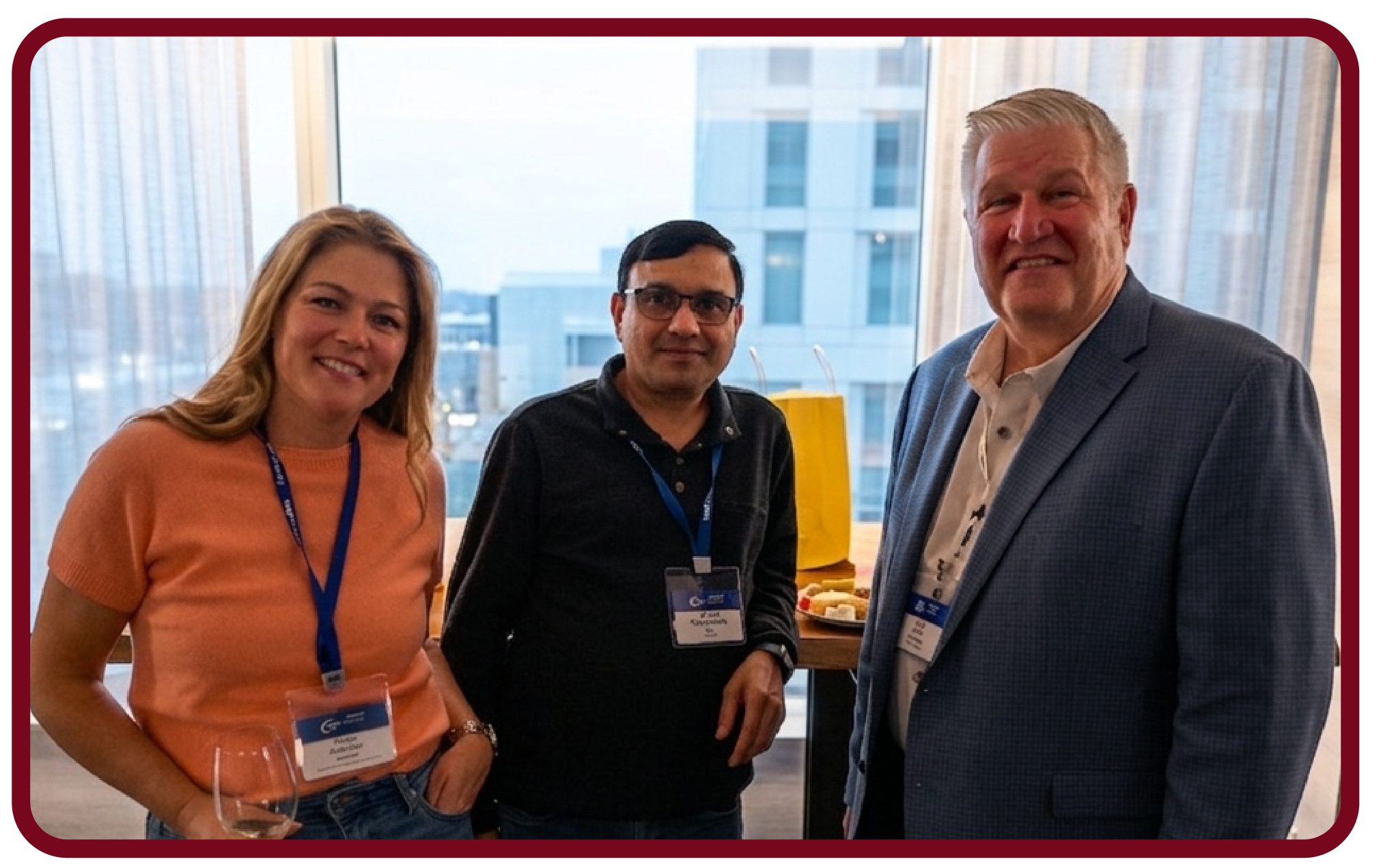 Attendees connect during a Rego University networking reception before conference sessions and activities.