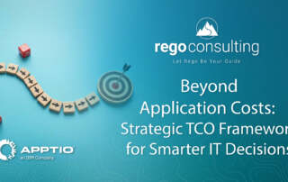 Beyond Application Costs: Strategic TCO Framework for Smarter IT Decisions, with arrows leading past obstacles to a target.